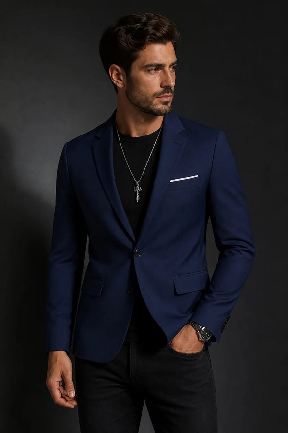 Blazer Masculino Azul Marinho - Forração em Seda Feito à Mão | TERNO LUX