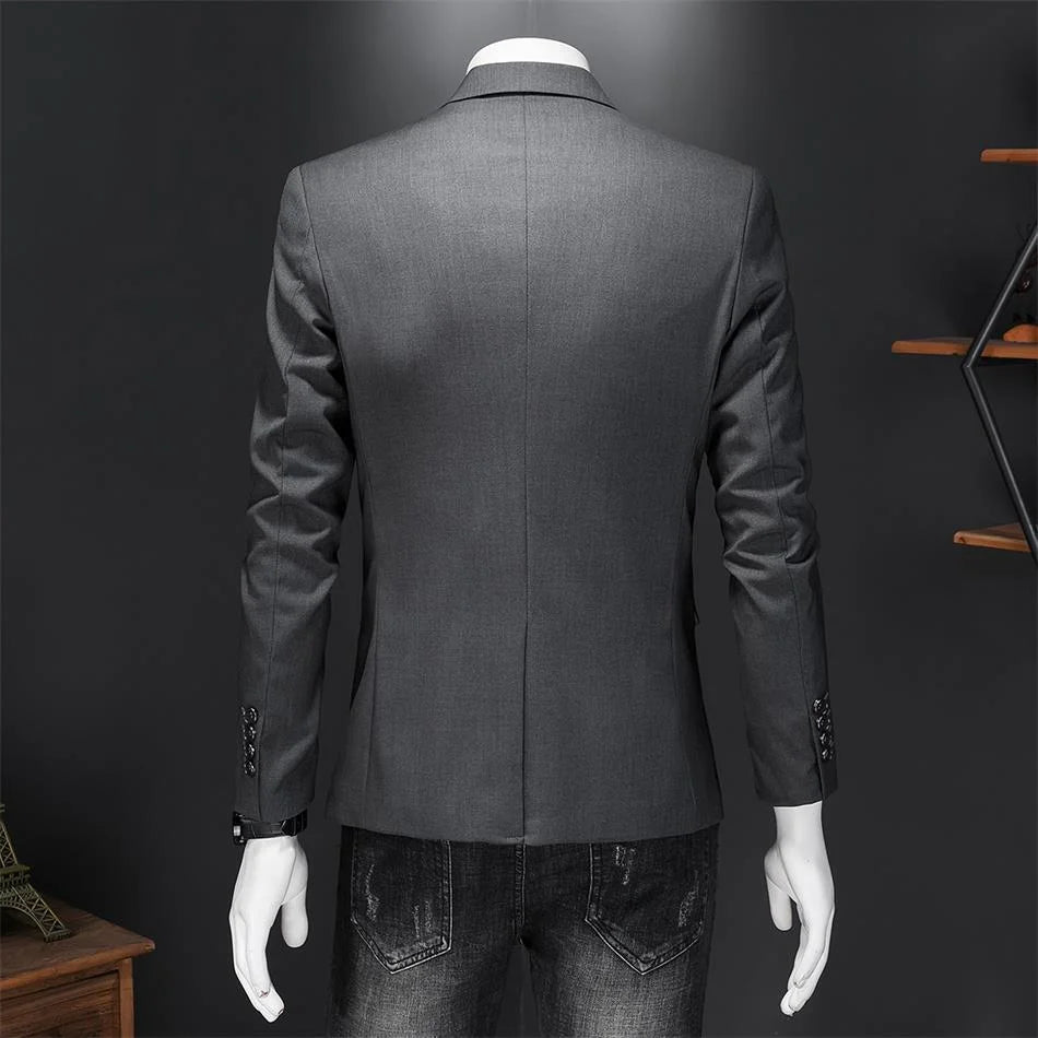 BLAZER MASCULINO CINZA EM POLIÉSTER E VISCOSE | TERNO LUX