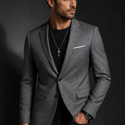 BLAZER MASCULINO CINZA EM POLIÉSTER E VISCOSE | TERNO LUX