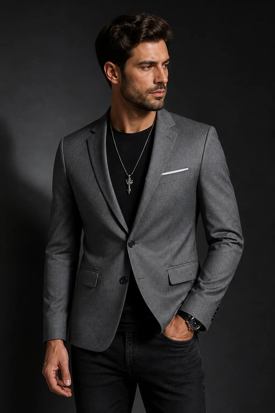 Blazer Masculino Cinza em Poliéster e Viscose | TERNO LUX