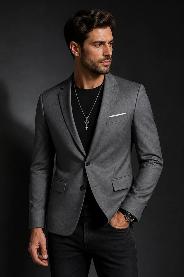 Blazer Masculino Cinza em Poliéster e Viscose | TERNO LUX