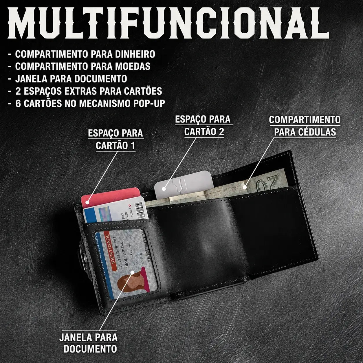 Carteira Masculina em Couro com Bloqueio RFID - TERNO LUX