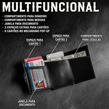 Carteira Masculina em Couro com Bloqueio RFID - TERNO LUX