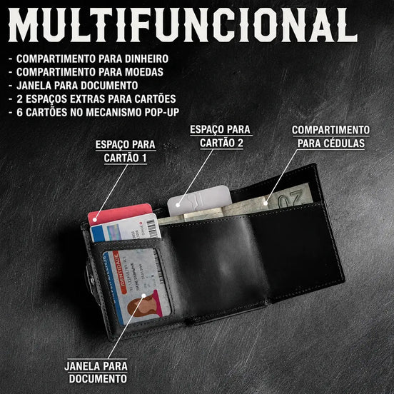 Carteira Masculina em Couro com Bloqueio RFID - TERNO LUX