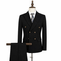 Terno masculino preto slim de duas peças visto de frente