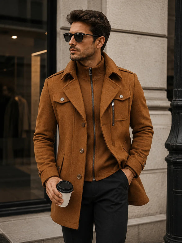 SOBRETUDO MASCULINO MARROM – TERNO LUX