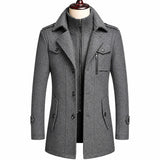 Sobretudo masculino cinza completo frente — Terno Lux