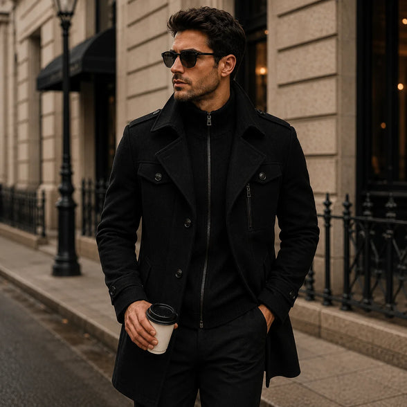 SOBRETUDO MASCULINO PRETO – TERNO LUX