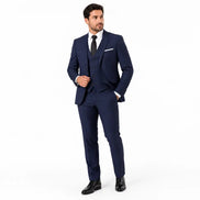 Terno masculino slim fit três peças azul marinho alfaiataria premium — Terno Lux
