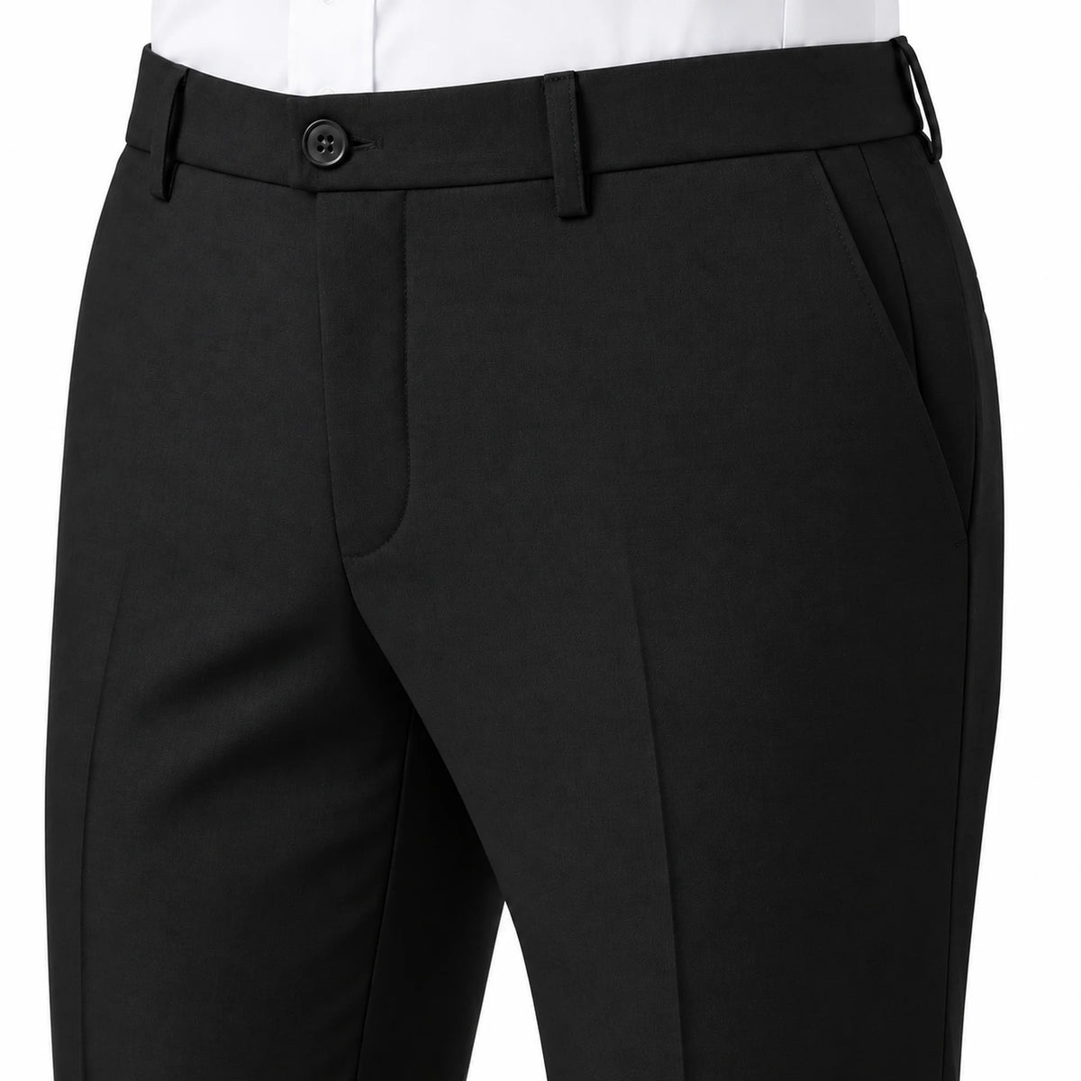 Terno preto masculino 3 peças — detalhe calca