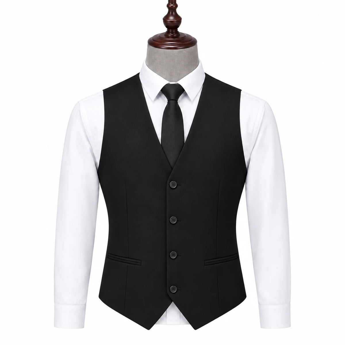 Terno preto masculino 3 peças — detalhe colete