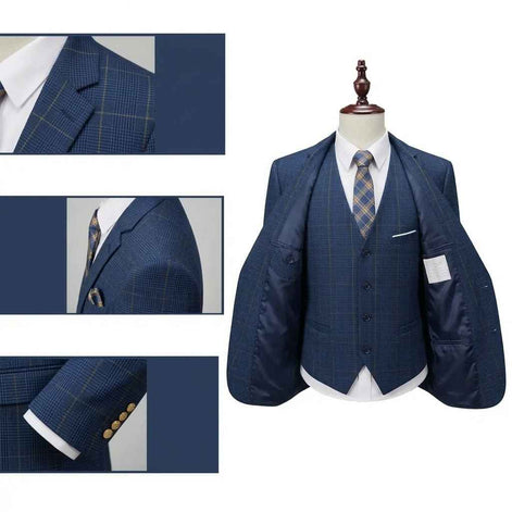 Terno masculino xadrez azul aberto — Terno Lux